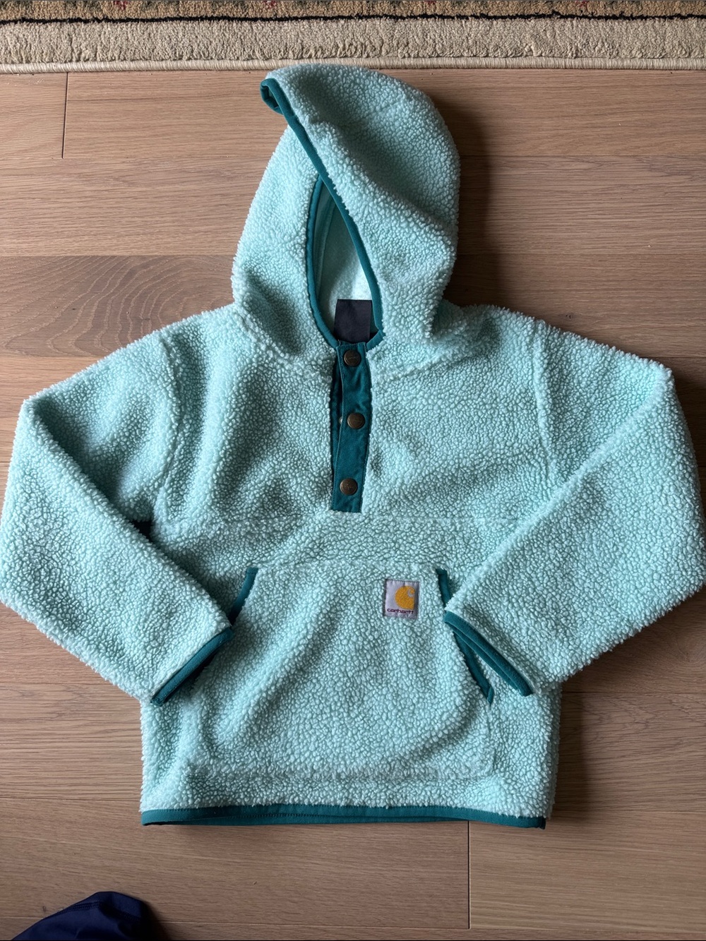 Carhartt Kids Mint Sherpa Hoodie with Teal Trim